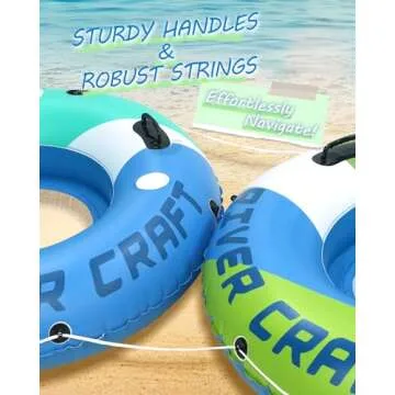 Sebor Heavy Duty River Tube, Inflatable Floating Tube with Backrests, Cupholders & Handles - Extra Large, Deluxe Pool Tube for Summer Relaxation - Blue (Single Seat 1 Pack)