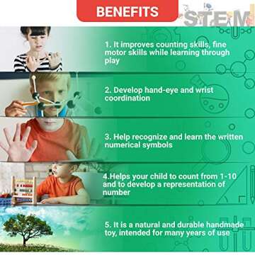 Montessori Peg Board Toys - Toddler Learning Toys - Counting Wooden Toys – Math Manipulatives – Numbers for Todders – Montessori Toys for 3 Year Old & Kindergarten Learning Activities