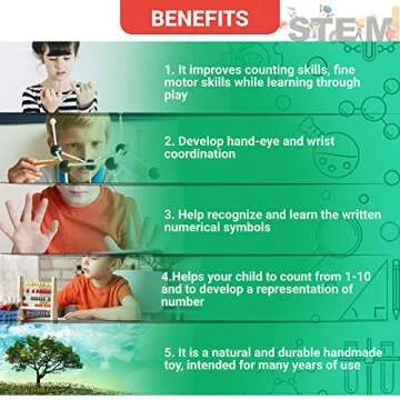 Montessori Peg Board Toys - Toddler Learning Toys - Counting Wooden Toys – Math Manipulatives – Numbers for Todders – Montessori Toys for 3 Year Old & Kindergarten Learning Activities