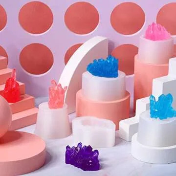 PATE 8 Pieces Resin Crystal Molds Crystal Cluster Silicone Molds Quartz Rock Resin Mould Epoxy Resin Casting Mold Druzy Gem Mold for Fondant Cake Decoration Polymer Clay DIY Craft, 8 Styles