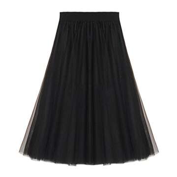 Elegant Women’s A Line Tutu Prom Party Skirt in Black