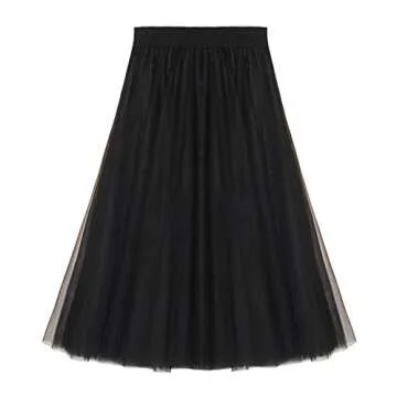 Elegant Women’s A Line Tutu Prom Party Skirt in Black
