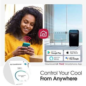 LG 10000 BTU (DOE) / (13500 ASHRAE) Portable Air Conditioners Cools 450 Sqft Easy Install & WiFi App Remote Eco-friendly, Quiet Medium & Large Room Air Conditioner AC Unit Home Black LP1023BSSM
