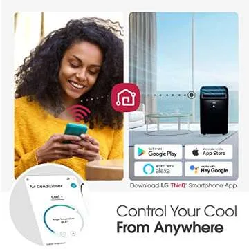 LG 10000 BTU (DOE) / (13500 ASHRAE) Portable Air Conditioners Cools 450 Sqft Easy Install & WiFi App Remote Eco-friendly, Quiet Medium & Large Room Air Conditioner AC Unit Home Black LP1023BSSM