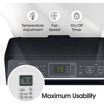 LG 10000 BTU (DOE) / (13500 ASHRAE) Portable Air Conditioners Cools 450 Sqft Easy Install & WiFi App Remote Eco-friendly, Quiet Medium & Large Room Air Conditioner AC Unit Home Black LP1023BSSM