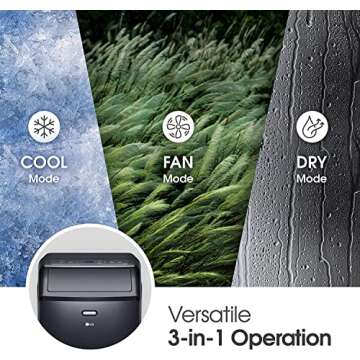 LG 10000 BTU (DOE) / (13500 ASHRAE) Portable Air Conditioners Cools 450 Sqft Easy Install & WiFi App Remote Eco-friendly, Quiet Medium & Large Room Air Conditioner AC Unit Home Black LP1023BSSM