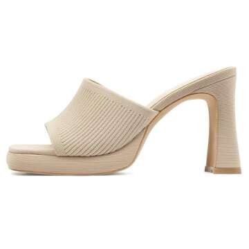 MUSSHOE High Platform Sandals for Women Square Toe Chunky Heel Block Heeled Sandals Slip On Open Toe...