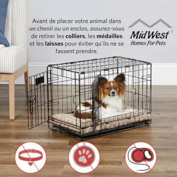 MidWest Homes for Pets Dog Crate | Life Stages 36' Folding Metal Divider Panel, Floor Protecting Feet, Leak-Proof Pan 36L x 23W 25H Inches, Intermediate Breed, Black