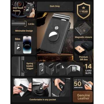 typecase Mens Wallet Card Holder for AirTag: Leather Smart Wallet for Men Compatible with Apple Air ...