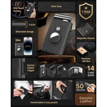 typecase Mens Wallet Card Holder for AirTag: Leather Smart Wallet for Men Compatible with Apple Air ...