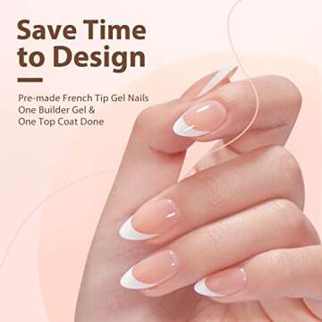 BTArtboxnails Soft Gel Nail Tips - X-coat Tips French Series French Tip Press on Nails, Short Almond Press On Nails, Nude Acrylic Fake Nails Glue On Nails Nail Extension Set