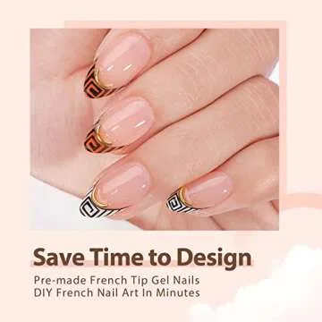 BTArtboxnails Soft Gel Nail Tips - X-coat Tips French Series French Tip Press on Nails, Short Almond Press On Nails, Nude Acrylic Fake Nails Glue On Nails Nail Extension Set