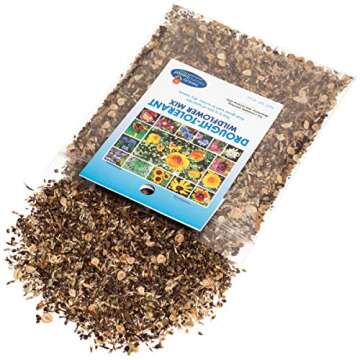 Drought Tolerant Wildflower Seeds - 4oz, Open-Pollinated Bulk Flower Seed Mix for Beautiful Perennia...