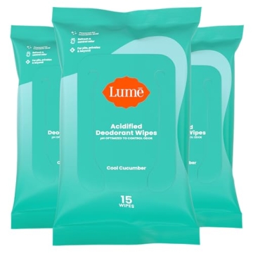 Lume Acidified Deodorant Wipes - 24 Hour Odor Control - Skin Loving and Environmentally Friendly