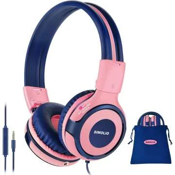 Safe Volume Limit Kids Headphones for Girls - Pink