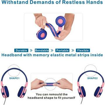 Safe Volume Limit Kids Headphones for Girls - Pink