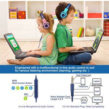 Safe Volume Limit Kids Headphones for Girls - Pink