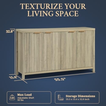 OAKHAM HOME Oxford Fluted Storage Cabinet for Stylish Storage