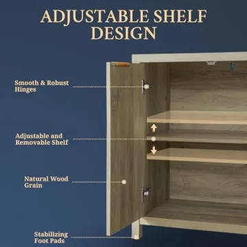 OAKHAM HOME Oxford Fluted Storage Cabinet for Stylish Storage