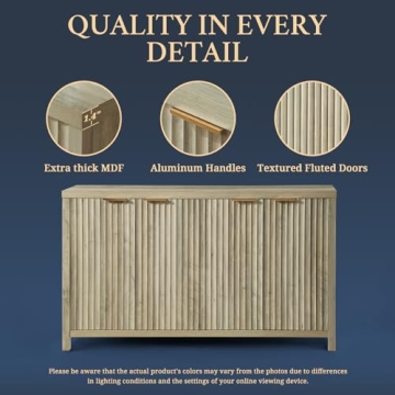 OAKHAM HOME Oxford Fluted Storage Cabinet for Stylish Storage