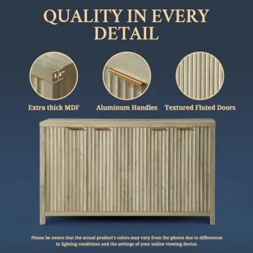 OAKHAM HOME Oxford Fluted Storage Cabinet for Stylish Storage