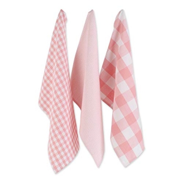 DII Pink Gingham Check Dishtowel Set for Every Kitchen