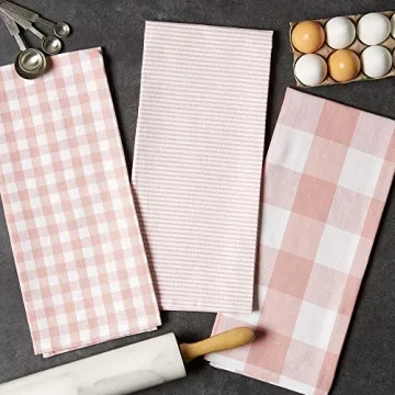 DII Pink Gingham Check Dishtowel Set for Every Kitchen