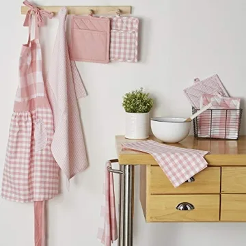 DII Pink Gingham Check Dishtowel Set for Every Kitchen