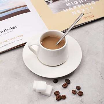 4 PCS Espresso Spoons 18/8 Stainless Steel, 5.2 Inches Vogue Mini Teaspoons Set for Stirring Coffee, Dessert Cake, Ice Cream, Soup, Antipasto Cappuccino, Frosted Handle, Sweejar（Gold）