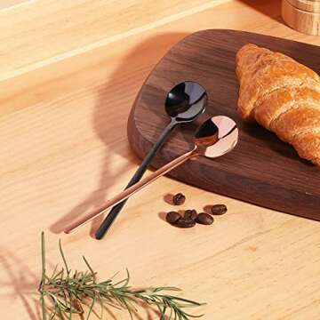 4 PCS Espresso Spoons 18/8 Stainless Steel, 5.2 Inches Vogue Mini Teaspoons Set for Stirring Coffee, Dessert Cake, Ice Cream, Soup, Antipasto Cappuccino, Frosted Handle, Sweejar（Gold）