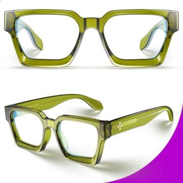 VISOONE Enhanced Version Rectangle Chic Preppy Look Blue Light Blocking Glasses for Women Men RIVER-LIGHTER
