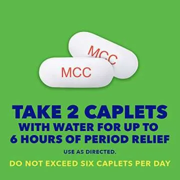 Midol Complete Caffeine Free Caplets 24ct: Midol Complete Caffeine Free Menstrual Pain Relief Caplets with Acetaminophen, Provides Headache Relief and Period Cramps Relief, 24 Count