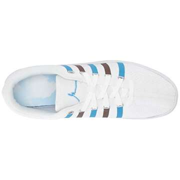 K-Swiss Men's Classic 88 Knit Clouds and Dirt Sneaker, White-Brown-Blue, 11 M US