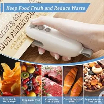Mini Bag Sealer, 2 in 1 Chip Bag Sealer with Cutter, Rechargeable Bag Sealer Heat Seal, Portable Resealer Machine for Plastic Bags Food Storage Snacks Freshness (White,1pack)