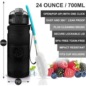 ZORRI Sports Water Bottle - BPA Free & Lightweight