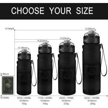 ZORRI Sports Water Bottle - BPA Free & Lightweight