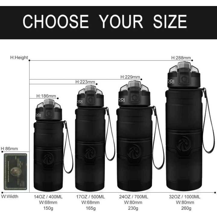 ZORRI Sports Water Bottle - BPA Free & Lightweight