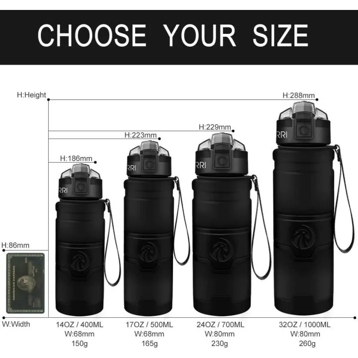 ZORRI Sports Water Bottle - BPA Free & Lightweight