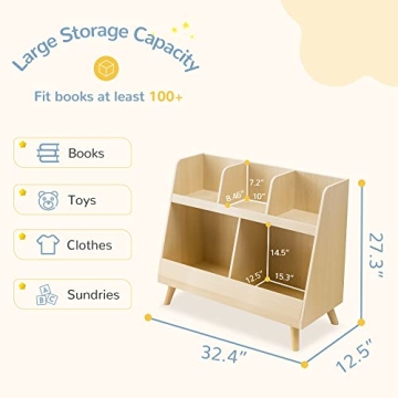 Curipeer Kids Bookshelf and Toy Organizer for Nurseries