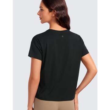 CRZ YOGA Pima Cotton Short Sleeve Workout Tops for Women Loose Basic T-Shirts Athletic Gym Casual Shirts