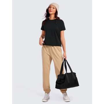 CRZ YOGA Pima Cotton Short Sleeve Workout Tops for Women Loose Basic T-Shirts Athletic Gym Casual Shirts