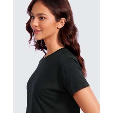 CRZ YOGA Pima Cotton Short Sleeve Workout Tops for Women Loose Basic T-Shirts Athletic Gym Casual Shirts