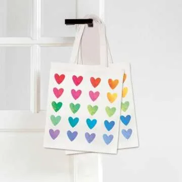 Colorful Heart Canvas Tote Bag for Valentine Gifts