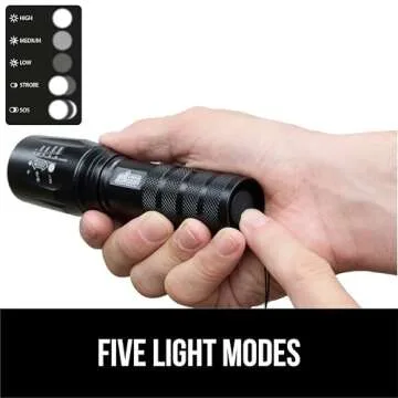 Gorilla Grip LED Tactical Flashlight - Ultra Bright & Compact