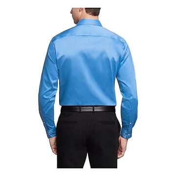 Van Heusen Men's Dress Shirt Regular Fit Ultra Wrinkle Free Flex Collar Stretch Solid, Blue Frost, 16"-16.5" Neck 32"-33" Sleeve