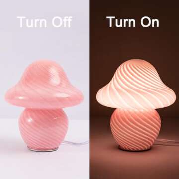 HEQET Mushroom Lamp Orange White Glass Mushroom Table Lamp for Bedrooms, Living Room, Aesthetic Lamp...