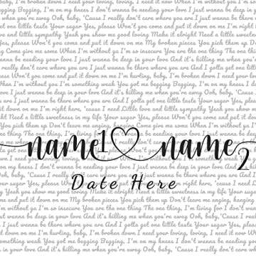 Custom Song Lyrics Wall art Photo or Canvas Prints with Couple's Names and Special Date on it,Perfec...