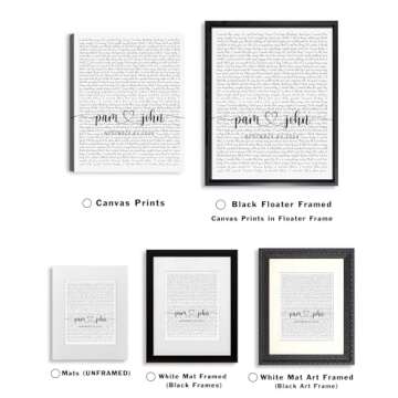 Custom Song Lyrics Wall art Photo or Canvas Prints with Couple's Names and Special Date on it,Perfect Present for Anniversary,Wedding,Birthday,Holidays