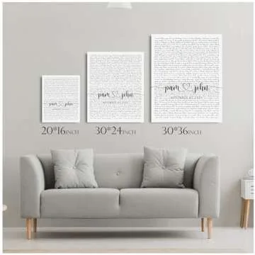 Custom Song Lyrics Wall art Photo or Canvas Prints with Couple's Names and Special Date on it,Perfect Present for Anniversary,Wedding,Birthday,Holidays