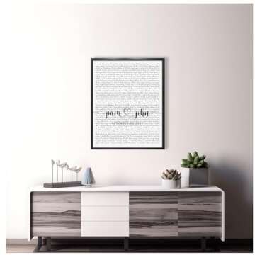 Custom Song Lyrics Wall art Photo or Canvas Prints with Couple's Names and Special Date on it,Perfect Present for Anniversary,Wedding,Birthday,Holidays